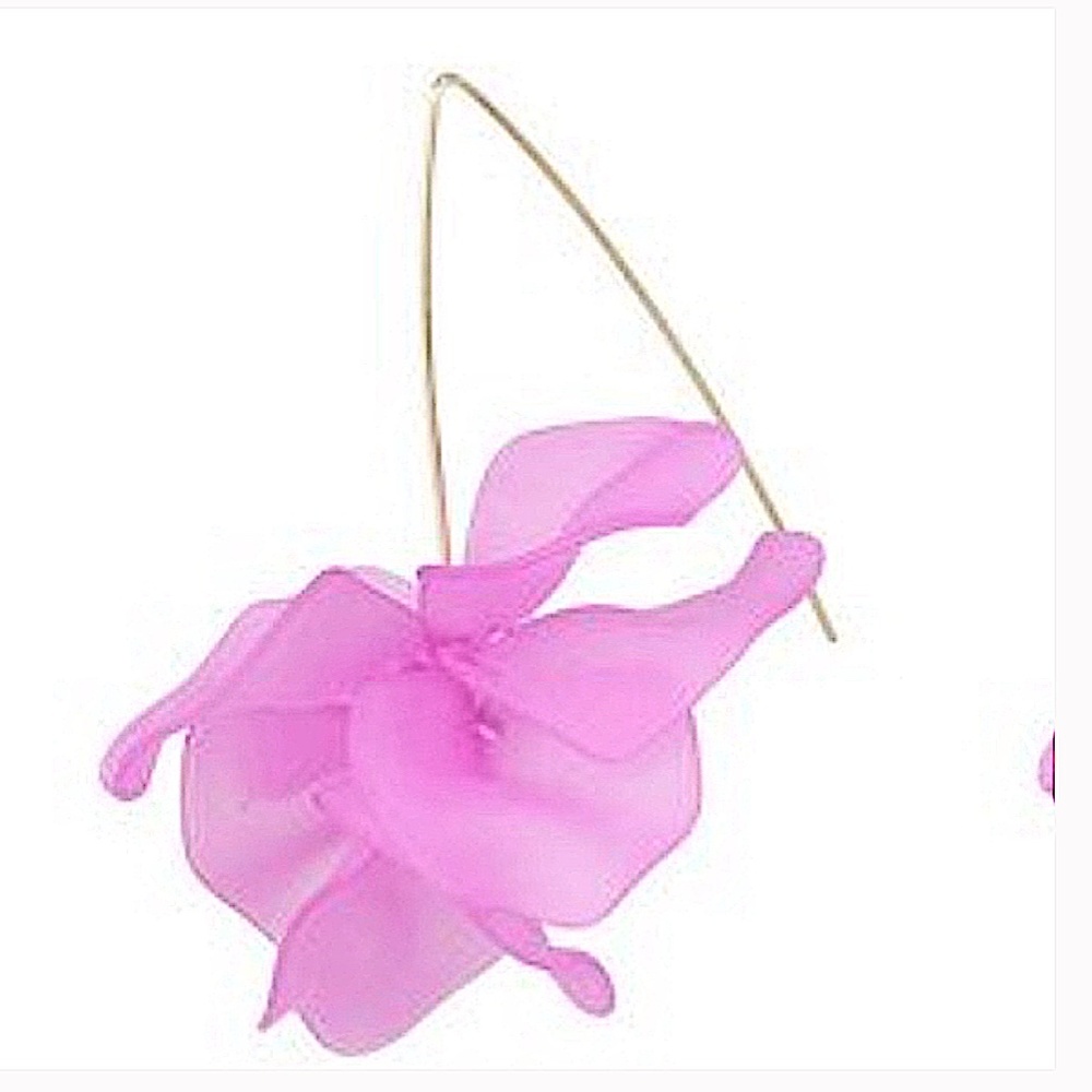 Purple Flower Drop Earrings - Picture 3 of 4